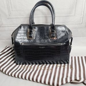 Henri Bendel Croc Print Leather Satchel
